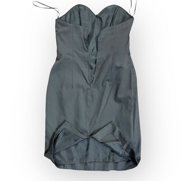 Vintage Black strapless dress, sz 12. Gold accents sweetheart retro prom formal - Picture 16 of 16